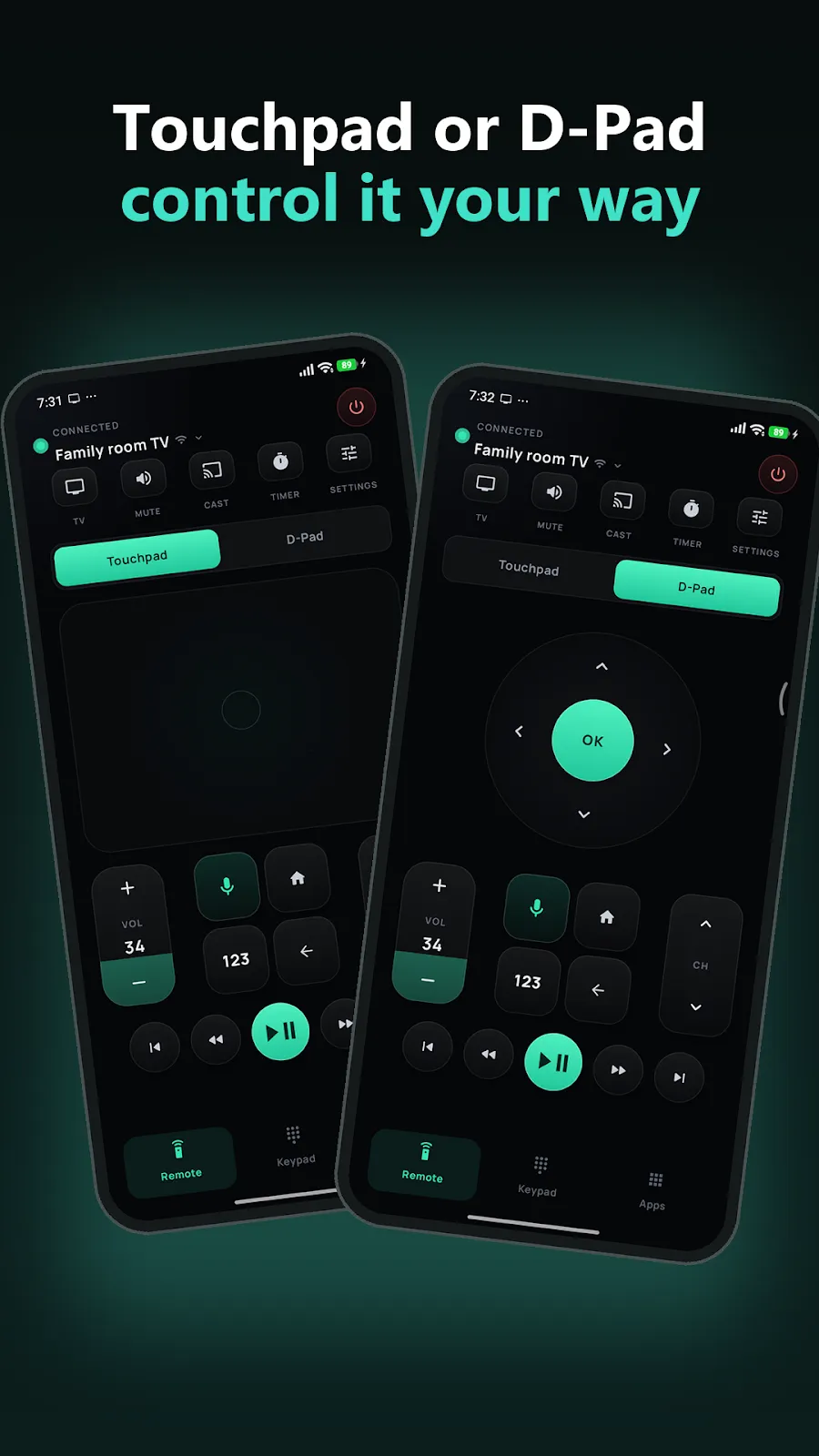 AX TV Remote app screen 1